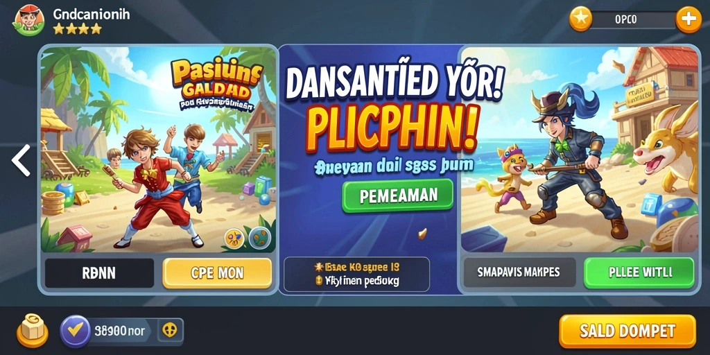 Tampilan utama aplikasi dengan berbagai pilihan permainan.