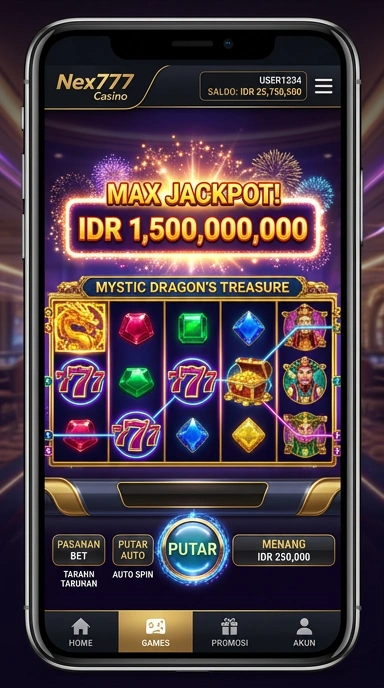 Pratinjau antarmuka nex777 — aplikasi APK resmi Android v2.7.4
